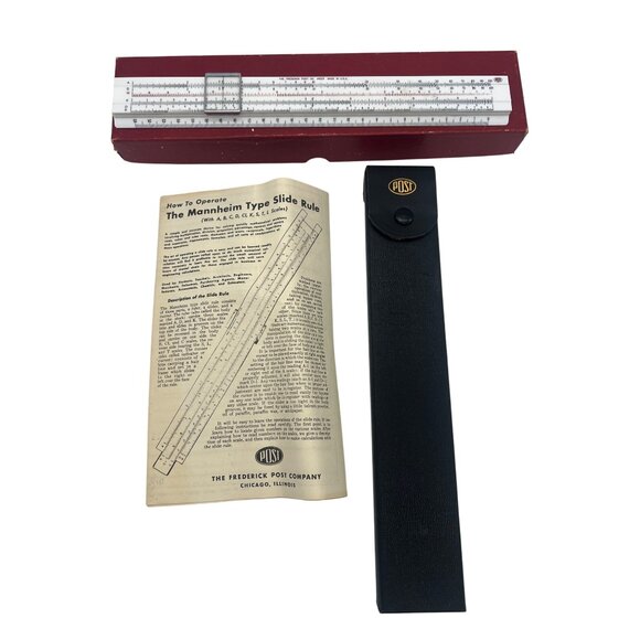 Frederick Post 11″ Mannheim Slide Rule 1452P WWII Era, With Case / Box ca 1942 - Picture 1 of 7